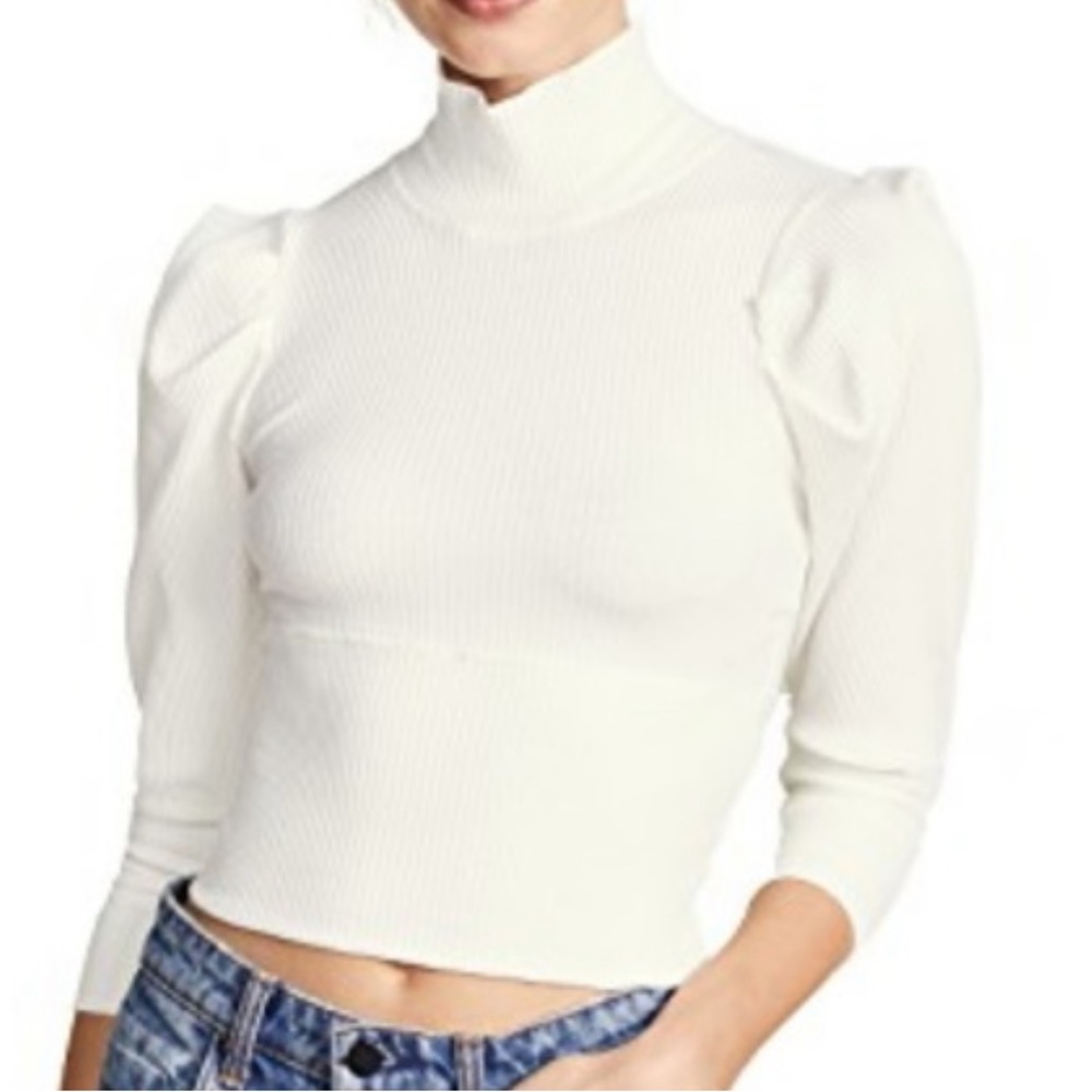 Free People Puff Sleeve Lala Turtleneck white xs
